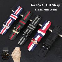 ✙¤ 17 มม. 19 มม. 20 มม. ผ้าไนลอนสายนาฬิกาสำหรับ SWATCH YCS YAS เปลี่ยนสายรัดข้อมือสร้อยข้อมือนาฬิกาอุปกรณ์เสริมสานสายนาฬิกา