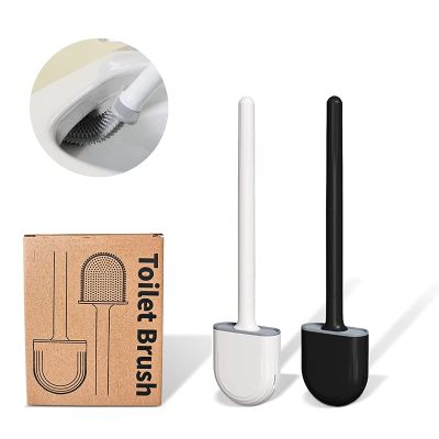 TPR Silicone Toilet Brush Water Leak Proof with Base Wall Mounted Toilet Brush Cleaner Cleaing Brush Holder Set for Bathroom