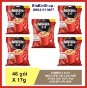 Combo 5 bịch Cà phê Nescafe 3in1, Cà phê rang xay hoà tan bịch 782g 46 gói