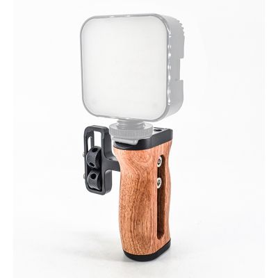 Wooden Hand Grip for Photo Expand Cage Wooden Handle Grip Cold Shoe for Mic Video Light