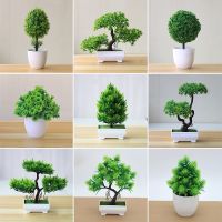 Artificial Plants Potted Green Bonsai Small Tree Grass Plants Pot Ornament Fake Flowers for Home Garden Decoration Wedding Party