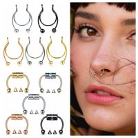 Fashion Fake Piercing Nose Ring Hoop Women Septum Non Piercing Nose Clip Hoop Stainless Steel Magnet Body Jewelry Gifts 1PC