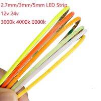 5m 2.7mm 3mm 4mm 5mm LED Strip 12v 24v Narrow Ultra thin Slim COB Soft Tape 3000K Natural White 4000k White 6000k Lightbox Car