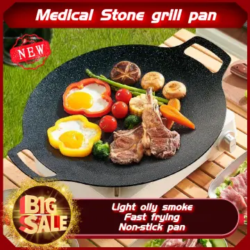 Nonstick Grill Pan Portable Medical Stone Grill Pan Round Skillet Grill Pan  For Stove Top Cooking Of Meats Fish BBQ Vegetables