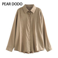 PEAR DODO เสื้อเชิ้ตโปโลแขนยาวสำหรับผู้หญิง,เสื้อโปโลแขนสั้นเกาหลี