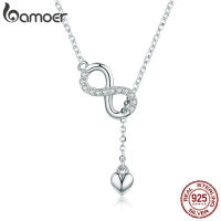 BAMOER Hot Sale 100 925 Sterling Silver Infinity Forever Love Chain Pendant Necklaces for Women Sterling Silver Jewelry SCN223