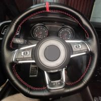 Car Steering Wheel Cover Hand-stitched Artificial Leather For Volkswagen Golf 7 GTI Golf R MK7 VW Polo GTI Scirocco 2015 2016 Steering Wheels Accessor