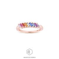 Maison de Jewels - Rainbow Linear Ring แหวนดีไซน์ แหวนเงิน โรสโกลด์ สีรุ้ง