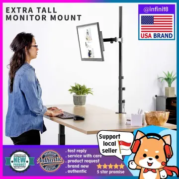 VIVO Pneumatic Free Standing Single Monitor Mount Desk Stand, Tall Height  Adjustable Arm for Screens up to 32 inches, Black, STAND-V001V
