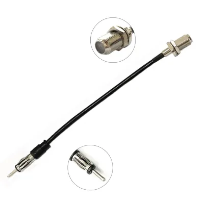 DAB Car Radio Stereo Antenna Adapter DIN Fale to F female TV Aerial Extension Cable Wire 10cm