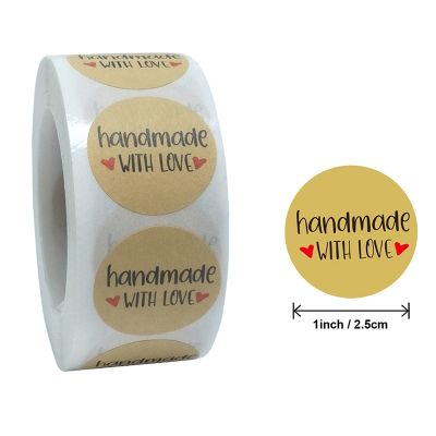 【CW】 1 Roll/500Pcs Round Thank You Sticker Labes Hand Made with Paper Scrapbooking Stationery