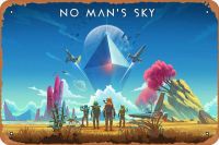 No Man S Sky Next Game โปสเตอร์เหล็กโปสเตอร์ภาพวาดติดกำแพงโลหะโบราณป้ายดีบุกแผ่นโรงรถย้อนยุคขนาด8X12นิ้ว