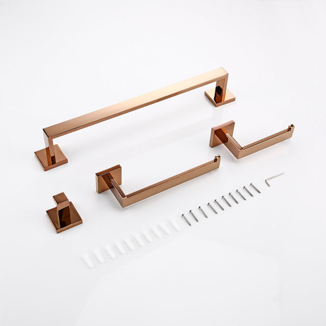 Rose Gold Wall-mounted Stainless Steel Hook Toilet Paper Holder Towel Bar Kitchen Facilities Hardware Bathroom Accessories