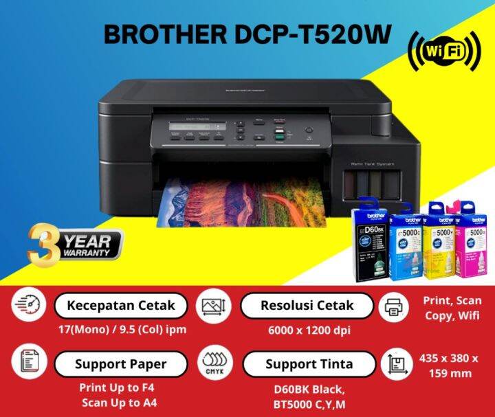 PRINTER BROTHER PRINTSCANCOPYWIFILCD Brother DCPT520W BROTHER