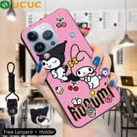 เคสโทรศัพท์สำหรับ iPhone 15 Pro Max Iphone15 Iphone15pro Iphone 15 Pro Max เคสการ์ตูน Kuromi Stellalou ฝาครอบยางนิ่มกันกระแทก (แหวนใส่นิ้ว + เชือกเส้นเล็ก)