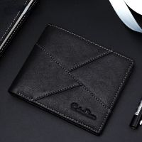 Mens Wallet cow Leather Purse Fashion Men Short Wallet Business Credit Card Holder Male Small Money Bags Stitching pattern