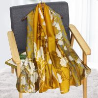 【Miki Xinyuan】2021ผู้หญิง SilkScarfDesign PrintBeach ผ้าคลุมไหล่ผ้าพันคอ FashionFoulard หญิงฮิญาบ