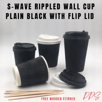 Disposable Coffee Cups - 12oz Generic Paper Hot Cups and Black