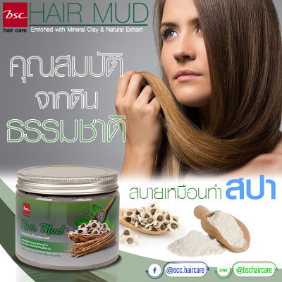 BSC hair care Hair Mud 400 g. โคลนหมักผมสำหรับล้างสารเคมีบนเส้นผมและหนังศรีษะ