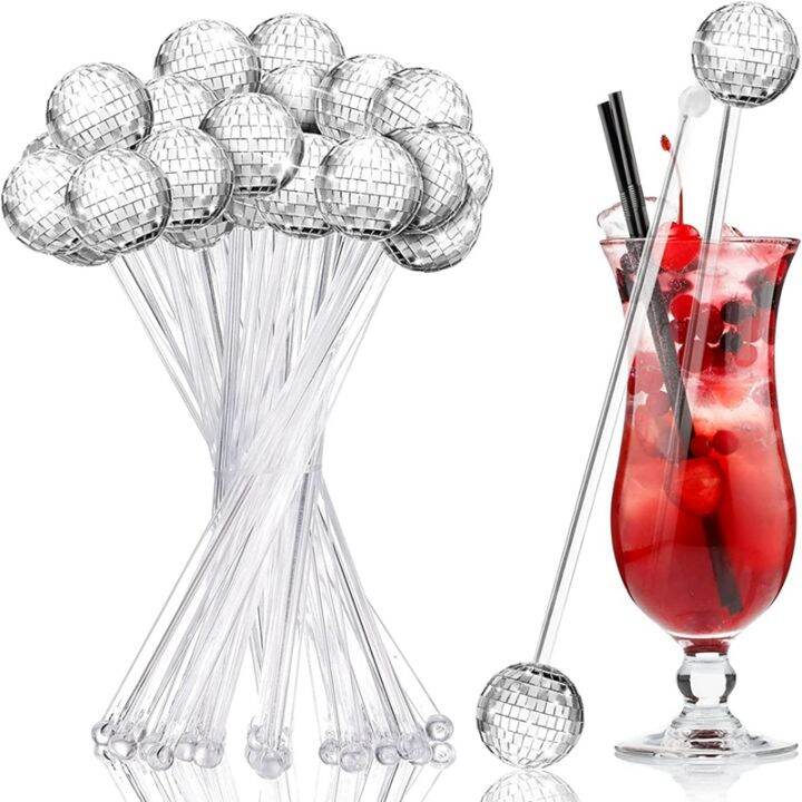 24-pcs-disco-balls-cocktail-stirrers-plastic-round-top-swizzle-sticks-cake-mirror-ball-coffee-beverage-stirrers