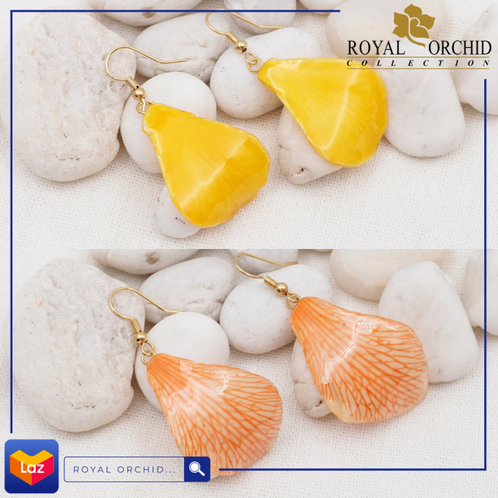 royal-orchid-ต่างหูแบบตะขอทองกลับดอกกล้วยไม้หวาย