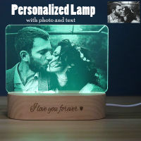 Dropshipping Photo&amp;Text Customized 3D Night Light Desk Lamp Wooden Base Personalized Gift USB Power Bedroom Lamp Home Decor