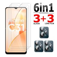 [CNIU digital accessories] 6 In 1กระจกนิรภัยเต็มฝาครอบป้องกันสำหรับ Oppo Realme C31ป้องกันหน้าจอสำหรับ Realme C35 C3 9H HD เลนส์ฟิล์ม