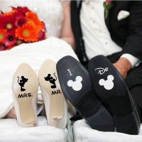 Mickey and Minnie Wedding Day Bride Shoe Vinyl Sticker Decals Princess Prince For Wedding Accessories Shoes Decoration Decal Wall Stickers Decals