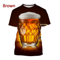 2023 newCreative Beer and Hops 3D Printed T-shirt Fashion Harajuku Casual Round Neck Short-sleeved Tshirt Top