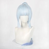 【hot】▽  Genshin Kamisato Ayaka Peruca Cosplay Prata Azul Anime Resistente Calor Perucas Sintéticas de