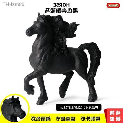 🎁สัตว์จำลอง Simulation model of wildlife furnishing articles black horse speedy thoroughbred mare children simulation plastic toy animals