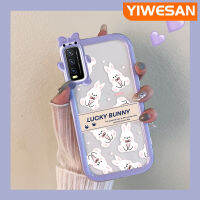 YIWESAN เคสสำหรับ VIVO Y20 Y20i Y20s Y12s Y20 2021 Y11s Y12A Y20T Y20S เมตร Y20S รูปแบบการ์ตูนกระต่ายโชคดีที่มีสีสันน่ารักมอนสเตอร์น้อยเลนส์กล้องถ่ายรูปแบบนิ่มซิลิโคนโปร่งใสเคสกันกระแทกแบบใสเรียบง่ายป้องกัน