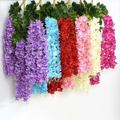 6Pcs Wisteria Vine Artificial Flowers ivy Silk Arch Wedding plant Decoration Home Decoration Hanging Plant Wall decorations