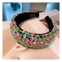 Rhinestone Padded Headband Baroque Crystal Embellished Hairbands Colorful Beaded Headbands Fashion Bejewelled HairHoop Accessory