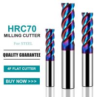 GAMONT HRC70 4-Flute Blue Nano Coating เครื่องตัดเหล็กทังสเตนเครื่องตัด CNC เครื่องจักร Maching เครื่องมือ Endmills ด้านล่างแบนพิเศษ