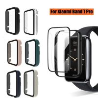 ฟิล์มป้องกันขอบ7โปรจอปกป้องเคสสำหรับ Xiaomi Mi Band แบบเต็มรูปแบบบนเคสกระจกเทมเปอร์ Miband 7pro