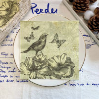 20 ชิ้น/ถุง Vintage Birds ดอกไม้ Decoupage กระดาษเช็ดปากกระดาษทิชชูสำหรับบนโต๊ะอาหารงานแต่งงานเทศกาล Xmas Supplies 20-Cgefeng