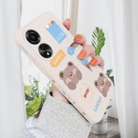 เคสโทรศัพท์สำหรับ OPPO A78 4G ลายการ์ตูนน่ารัก,เคสโทรศัพท์ดีไซน์รูปหมีโชคดีทำจากไอศครีมมีปลอกซิลิโคนน้ำรูปแบบขอบสี่เหลี่ยมคลุมทั้งหมดเคสปกป้องกล้อง