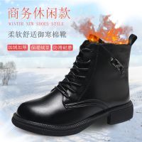 [COD] 2022 winter new boots womens shoes plus velvet comfortable all-match British style chunky heel flat