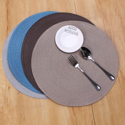 INS Round Woven PP Placemats Waterproof Dining Table Mats Non-Slip Tableware Bowl Pads Drink Cup Coasters Kitchen Party Supplies
