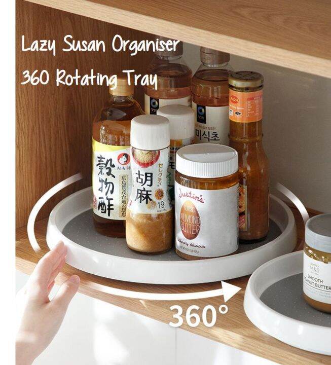 Lazy Susan Organizer 360 Rotating Tray for Seasoning & Condiments