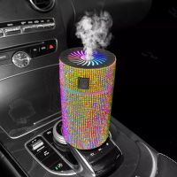 【DT】  hotLED Light Car Diffuser Humidifier Luxury Diamond Auto Air Purifier Aromatherapy Diffuser Air Freshener Car Accessories for Woman