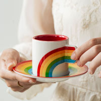 Water cup Rainbow Coffee Cup Saucer Set Valentines Day and Boy And Girl Friend Gift Coffee Water Cup Drop Shipping