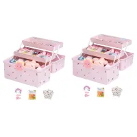 2X Childrens Hair Accessories Storage Box Baby Head Rope Hairpin Rubber Band Head Jewelry Dressing Girl Jewelry Box-M