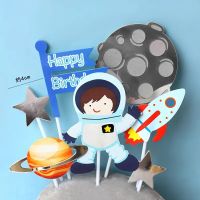 Astronaut Cake Topper For Outer Space Theme Birthday Party Dessert Props Festive Decor Universe Planet Series Cake Topper