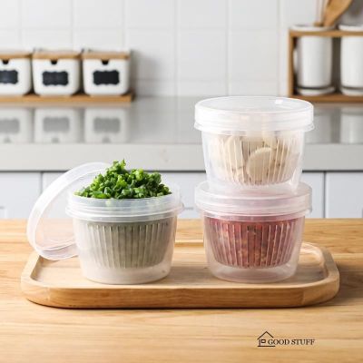 Vegetables Sealed Keeper Fresh Storage Box With Drain Basket Kitchen Refrigerator Draining Crisper Strainers Bowl