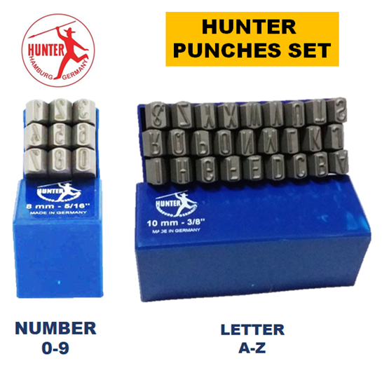 HUNTER GERMANY 2.5mm12mm ALPHABET 09 NUMBER STAMP AZ PUNCHES PUNCH