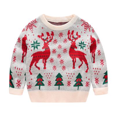 New Boys and Girls Cartoon Knitting Sweater Childrens Printed Elk Pullover New Year Christmas Sweaters Winter Baby Girl Clothes