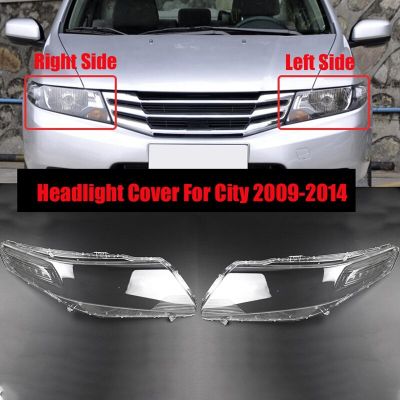 สำหรับ Honda City 2009-2014ไฟหน้ารถหลอดไฟหน้าโคมไฟโป๊ะไฟแบบโปร่งใสเลนส์แก้วกรอบ