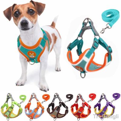 【hot】♈☌▩  Dog harness and leash set Reflect light Adjustable No Pull Outdoors Accessories